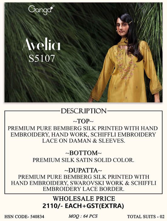 Ganga Fashion Avelia 5107 Pure Bemberg Silk Dress Material