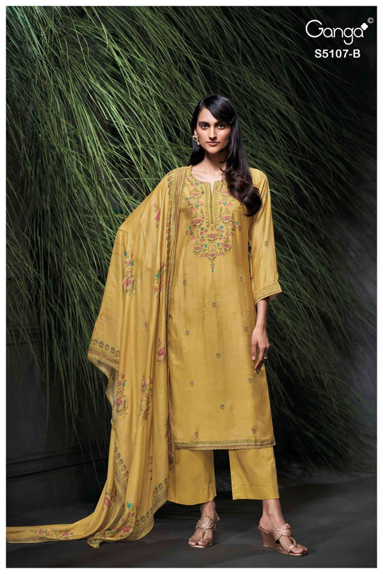 Ganga Fashion Avelia 5107 Pure Bemberg Silk Dress Material