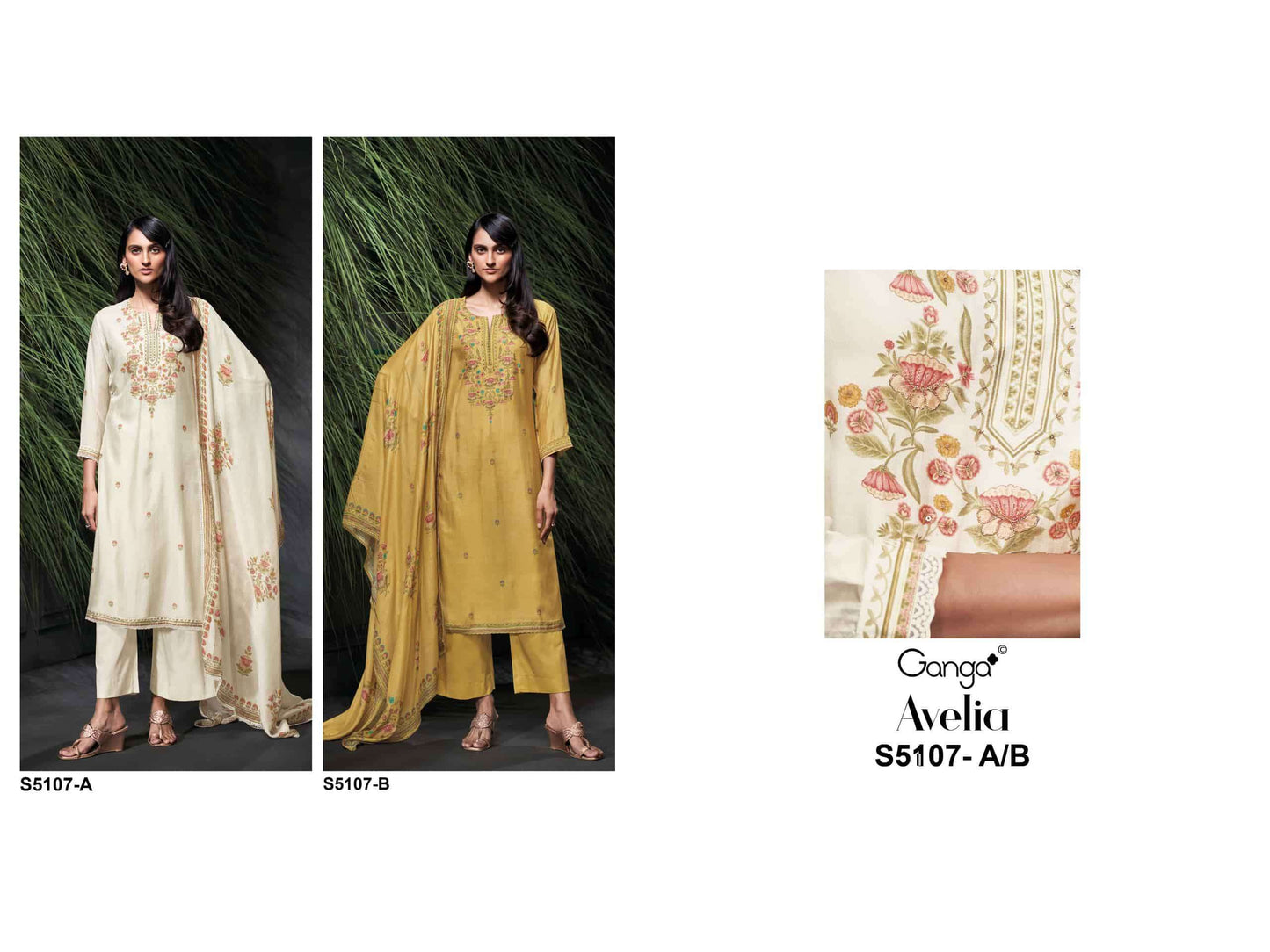 Ganga Fashion Avelia 5107 Pure Bemberg Silk Dress Material