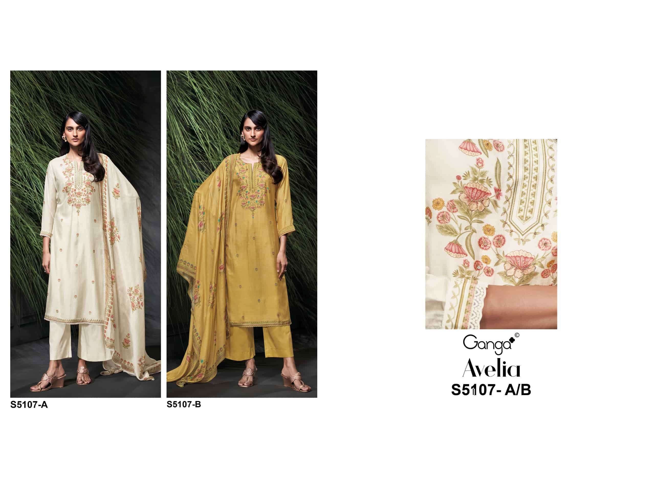 Ganga Fashion Avelia 5107 Pure Bemberg Silk Dress Material