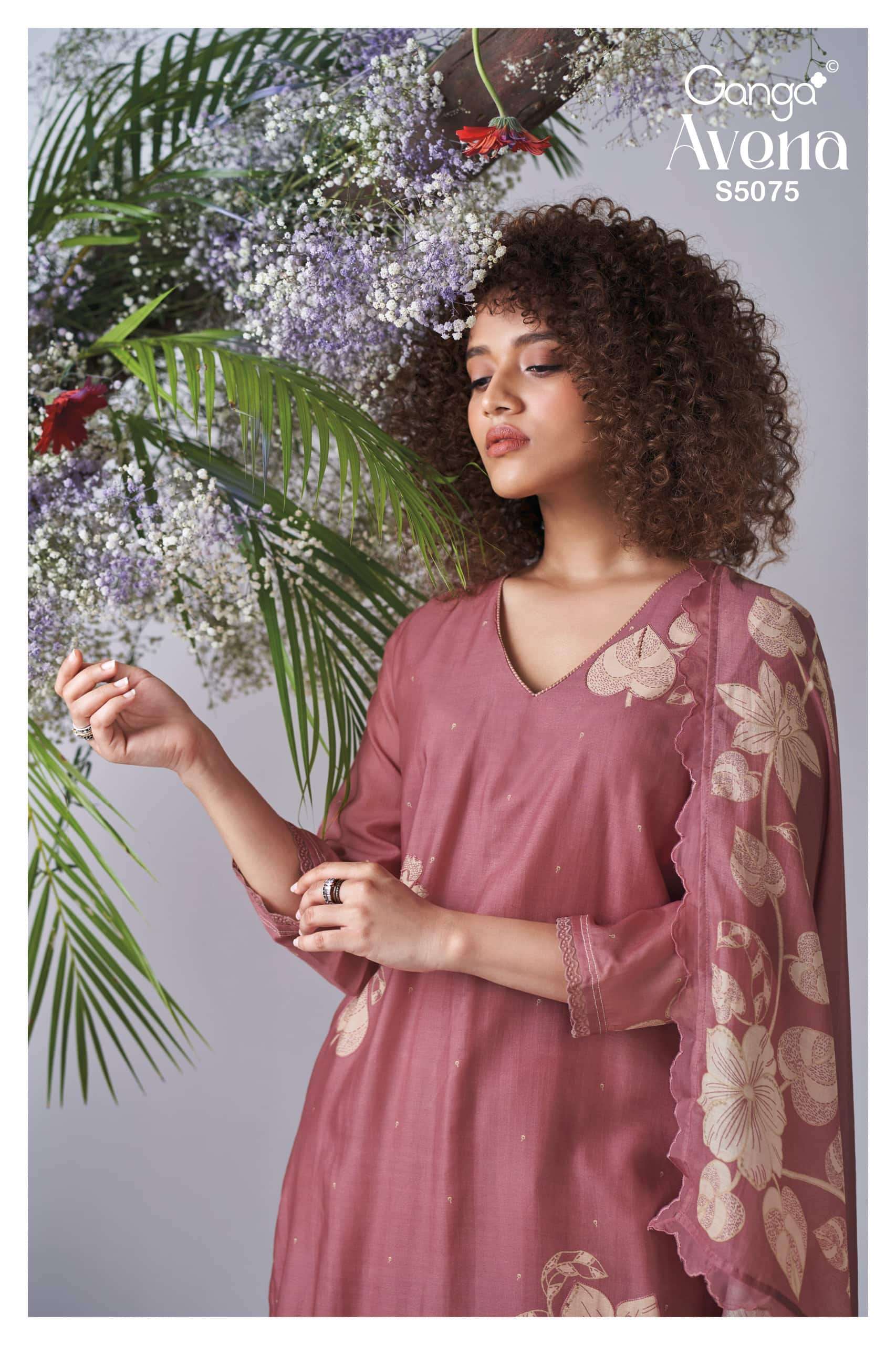 Ganga Fashion Avena 5075 Pure Bemberg Silk Dress Material