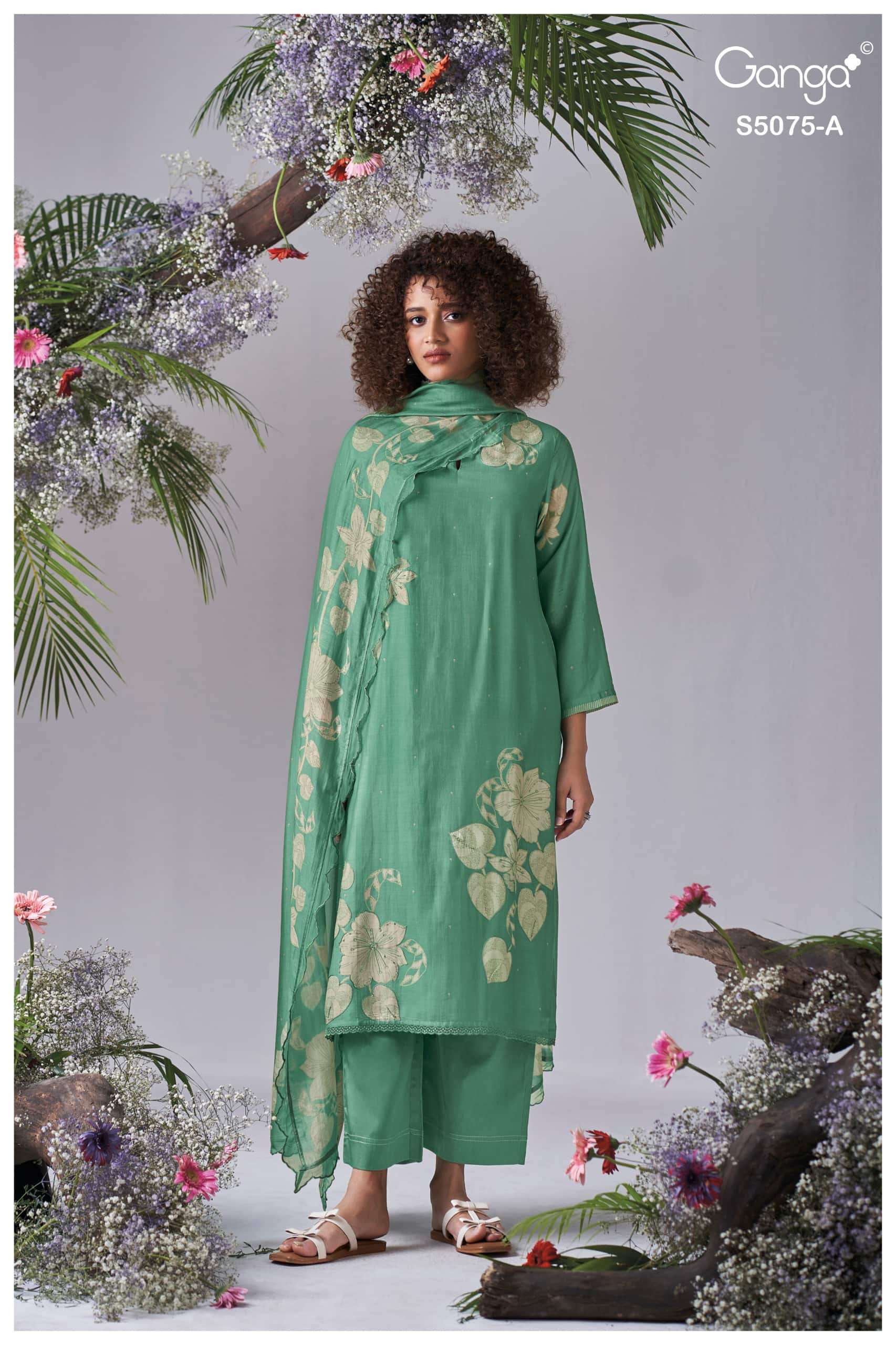 Ganga Fashion Avena 5075 Pure Bemberg Silk Dress Material