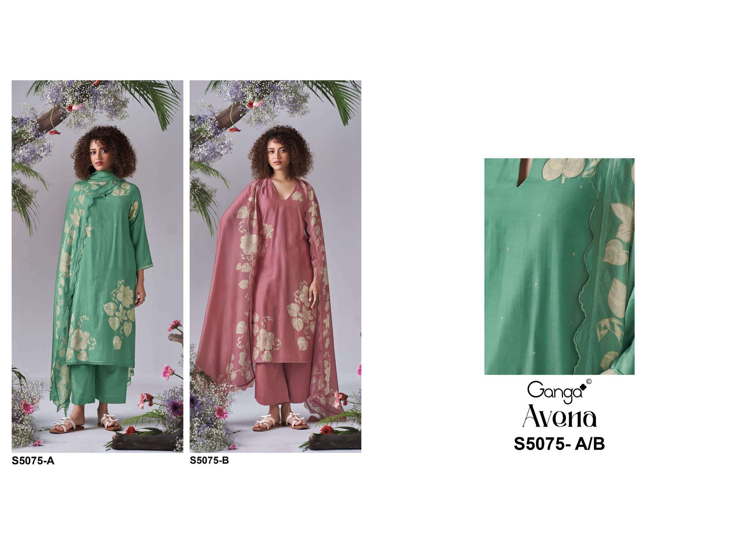 Ganga Fashion Avena 5075 Pure Bemberg Silk Dress Material
