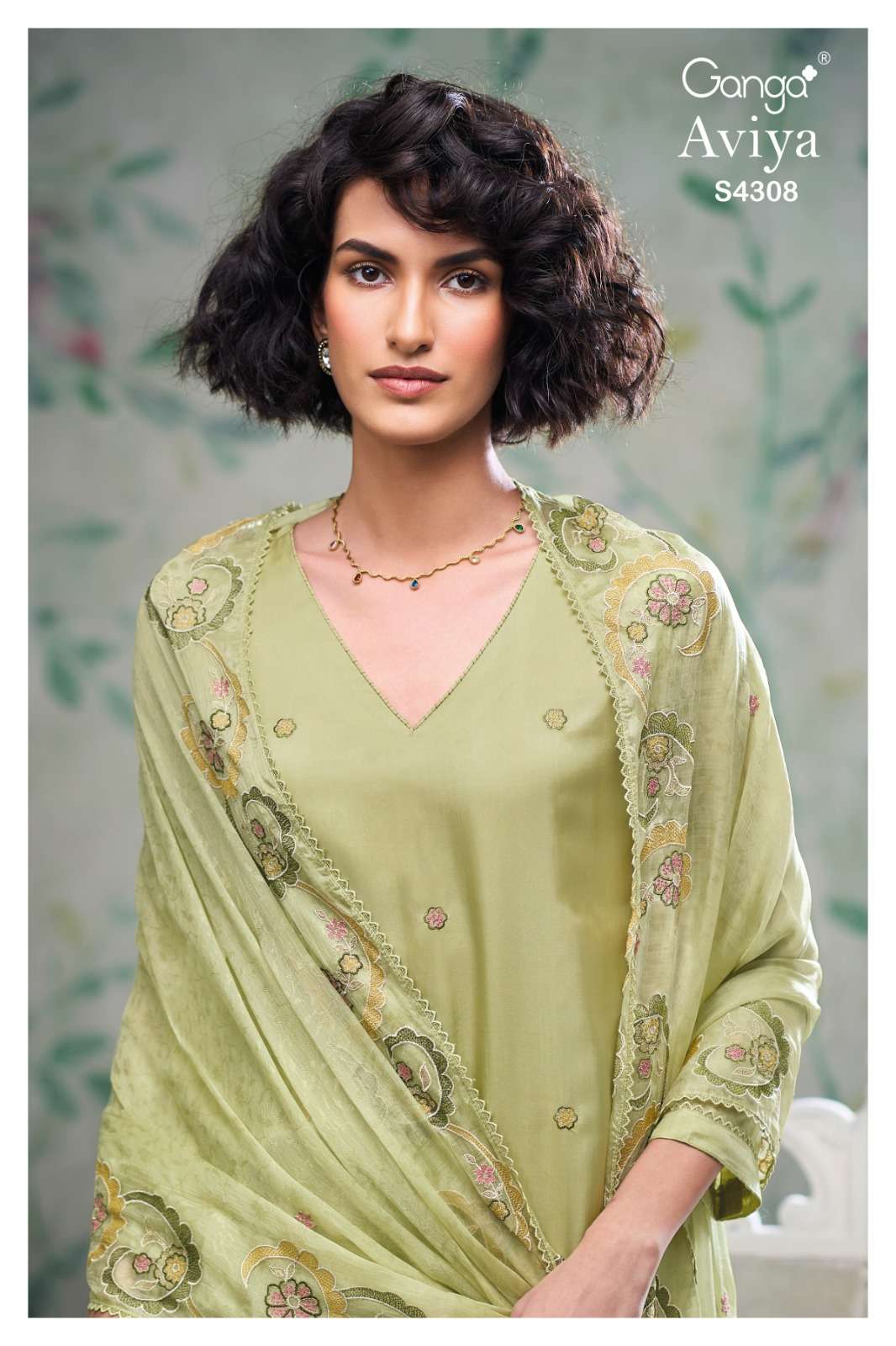 Ganga Fashion Aviya 4308 Pure Bemberg Habutai Silk Designer Dress Material