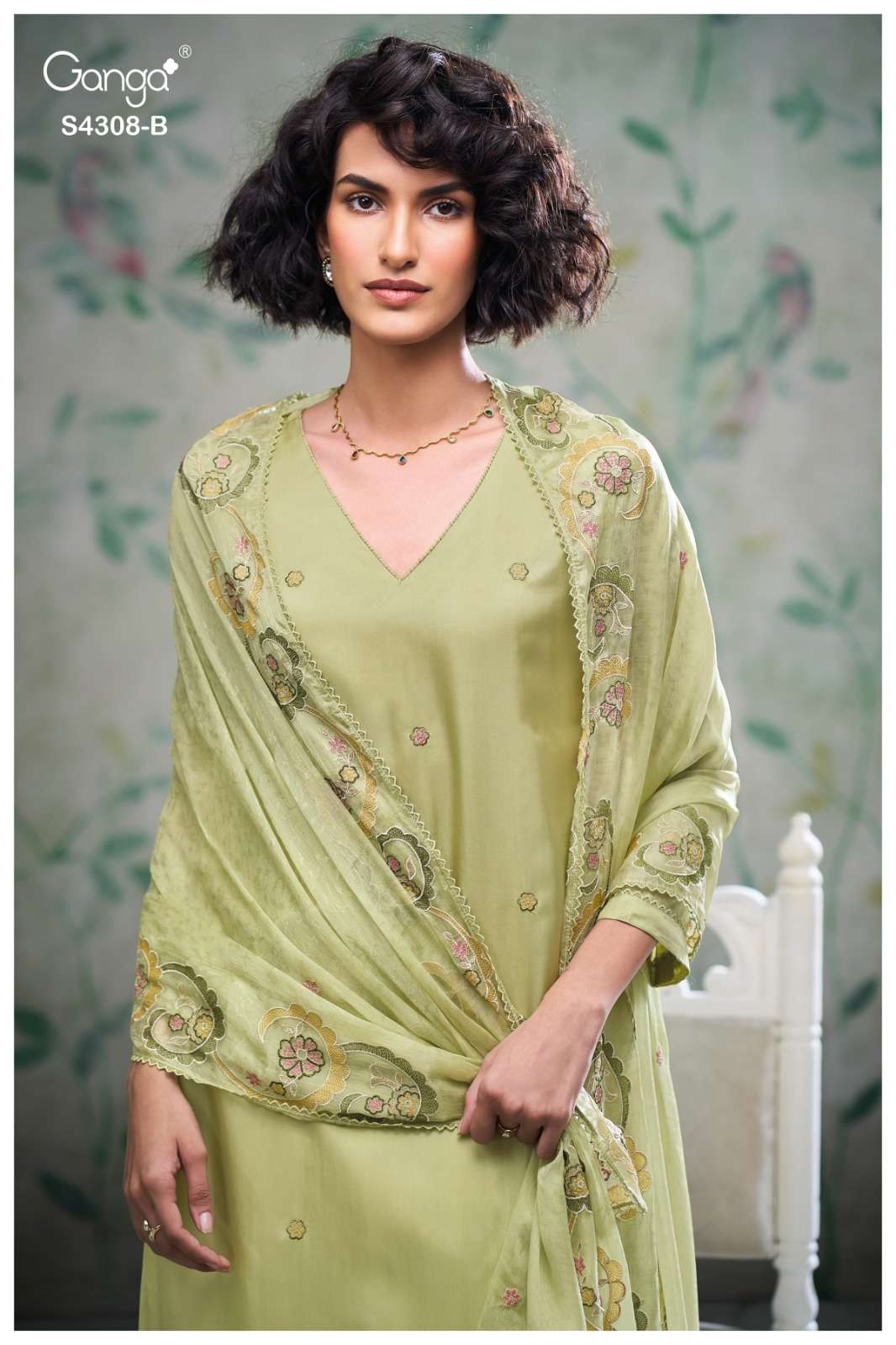 Ganga Fashion Aviya 4308 Pure Bemberg Habutai Silk Designer Dress Material