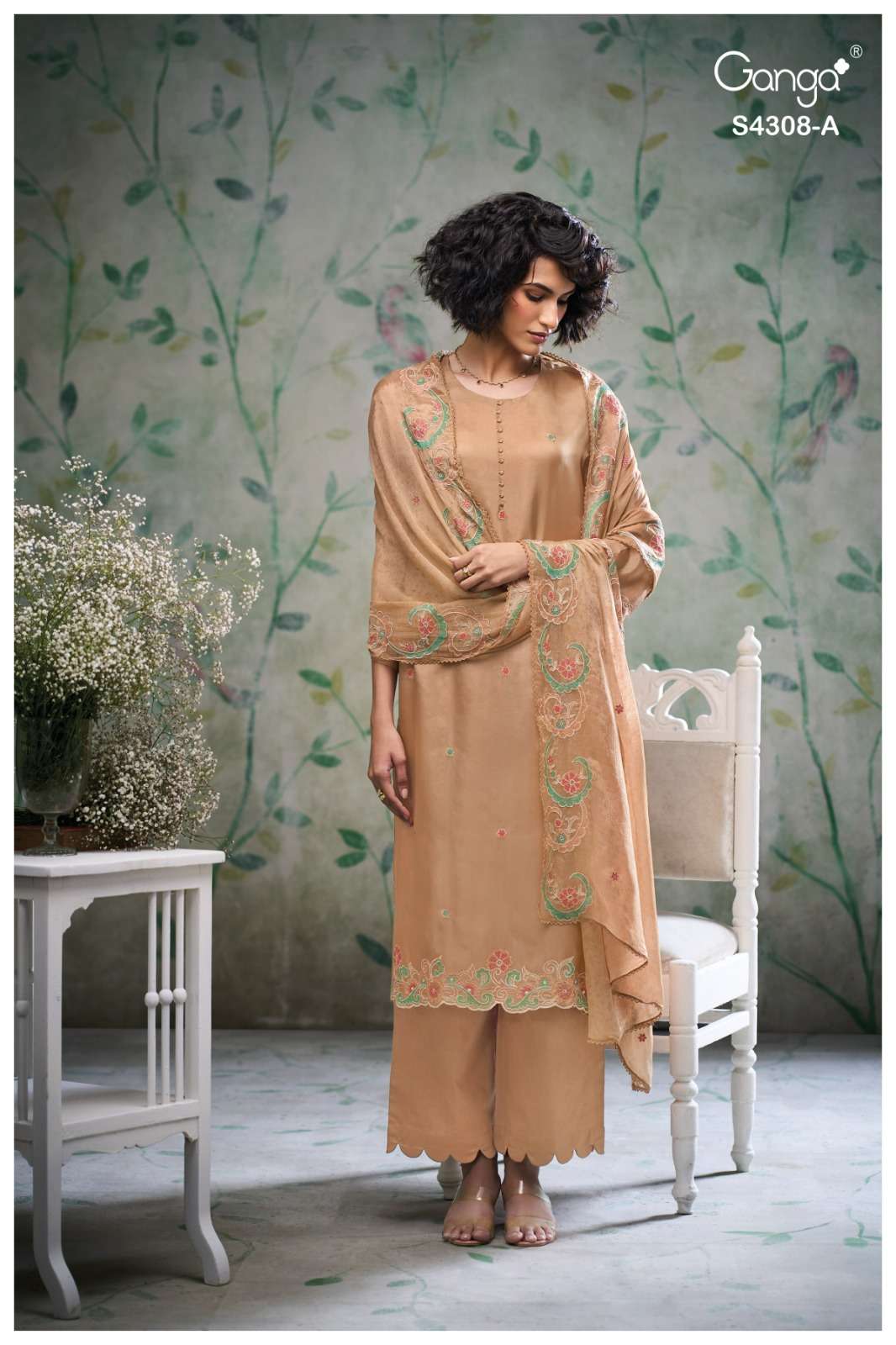 Ganga Fashion Aviya 4308 Pure Bemberg Habutai Silk Designer Dress Material
