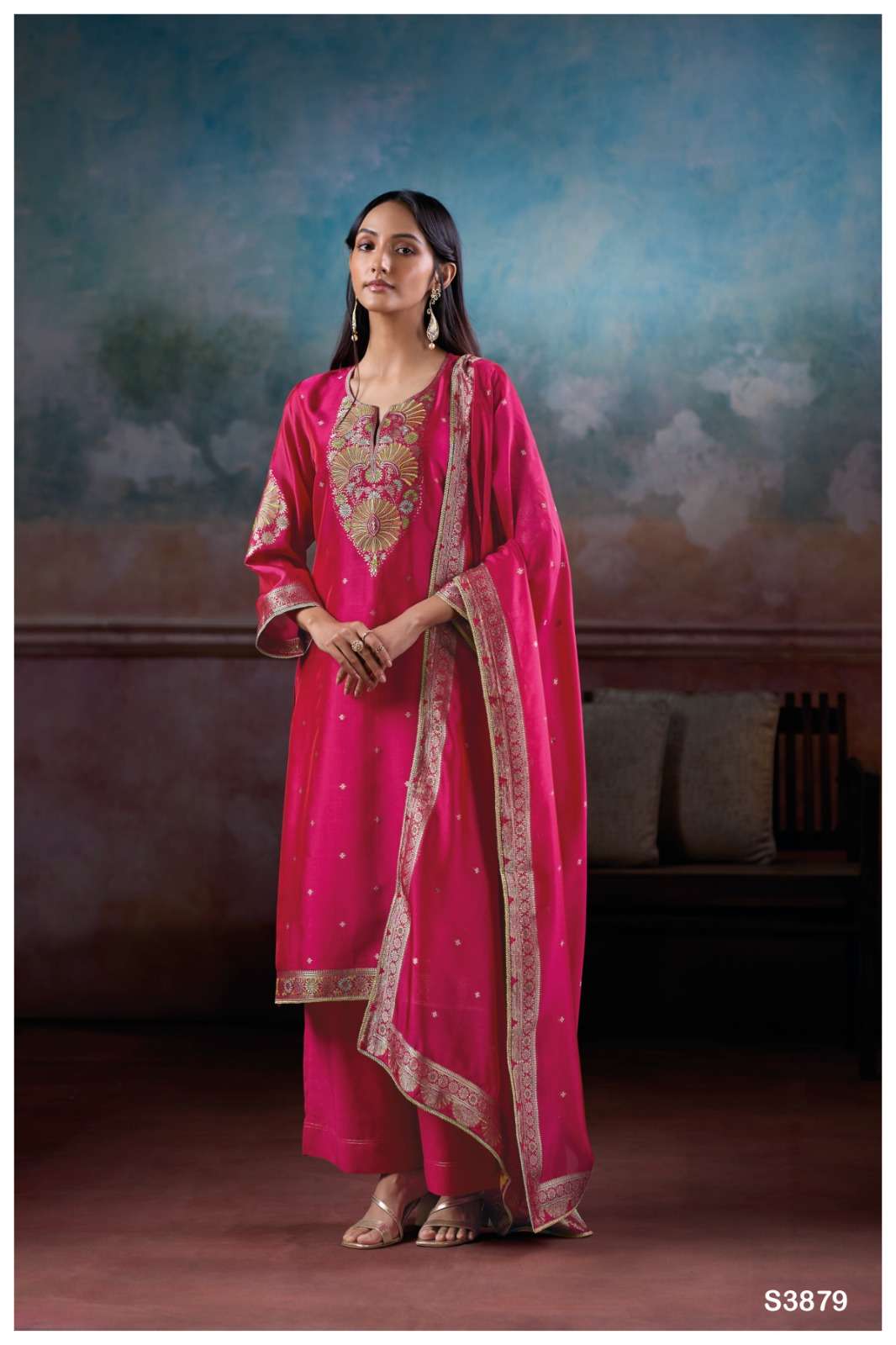 Ganga Fashion Avry 3879 Viscose Jacquard Dress Material - Amrah Wholesale