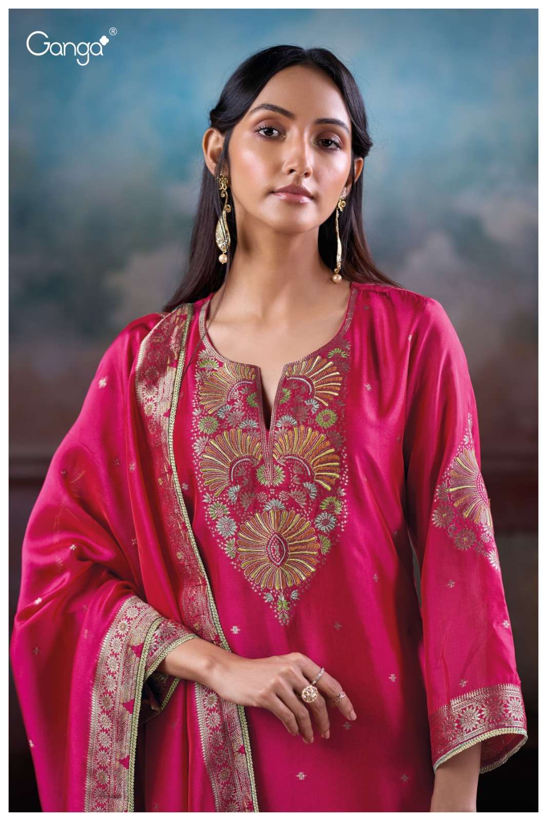 Ganga Fashion Avry 3879 Viscose Jacquard Dress Material - Amrah Wholesale
