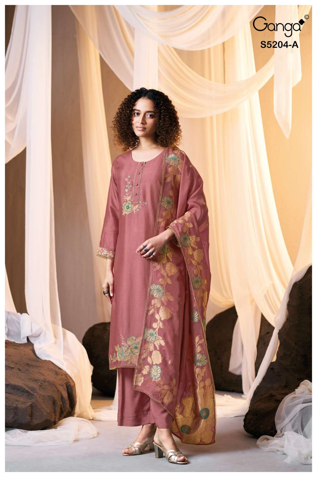 Ganga Fashion Azyra 5204 Bemberg Silk Dress Material