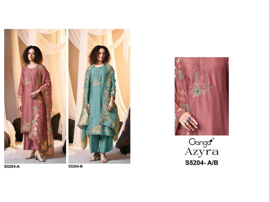 Ganga Fashion Azyra 5204 Bemberg Silk Dress Material