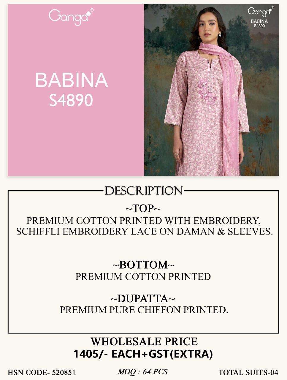 Ganga Fashion Babina 4890 Cotton Dress Material