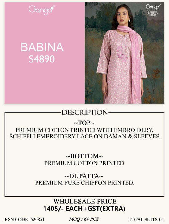 Ganga Fashion Babina 4890 Cotton Dress Material