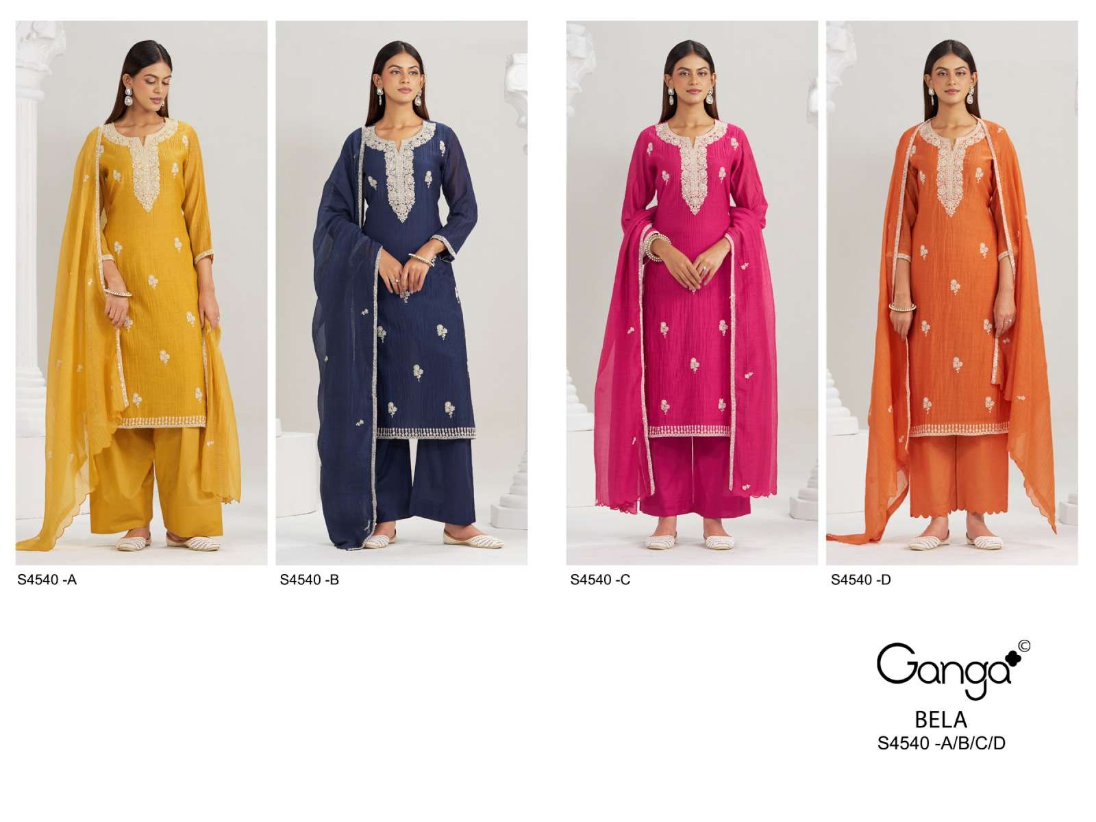 Ganga Fashion Bela 4540 Pure Banarasi Mal Dress Material