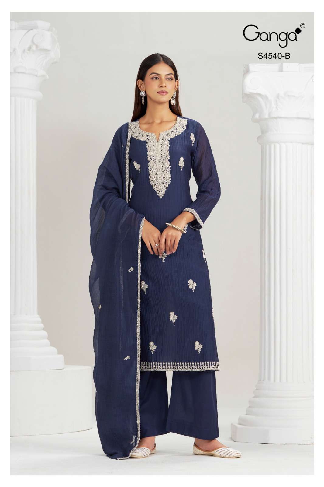 Ganga Fashion Bela 4540 Pure Banarasi Mal Dress Material