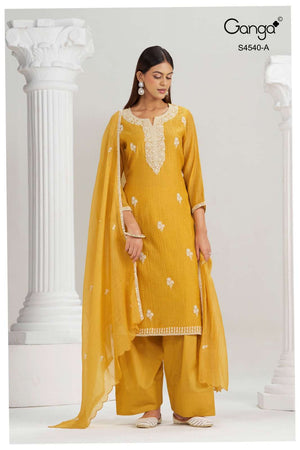 Ganga Fashion Bela 4540 Pure Banarasi Mal Dress Material - Amrah Wholesale