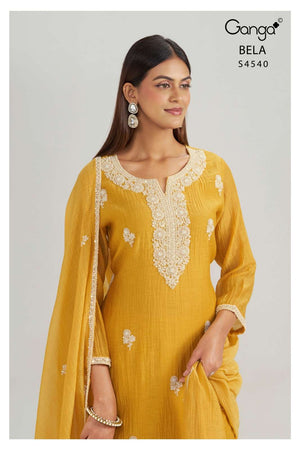 Ganga Fashion Bela 4540 Pure Banarasi Mal Dress Material - Amrah Wholesale