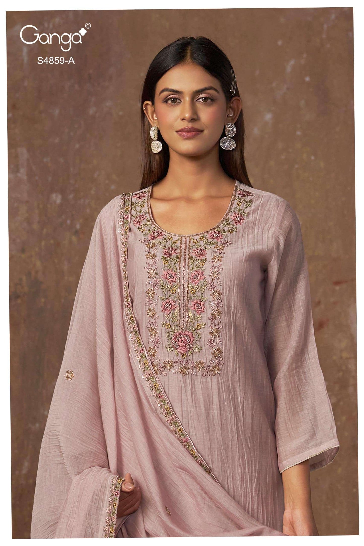 Ganga Fashion Bhakti 4859 Pure Banarasi Mul Designer Dress Material