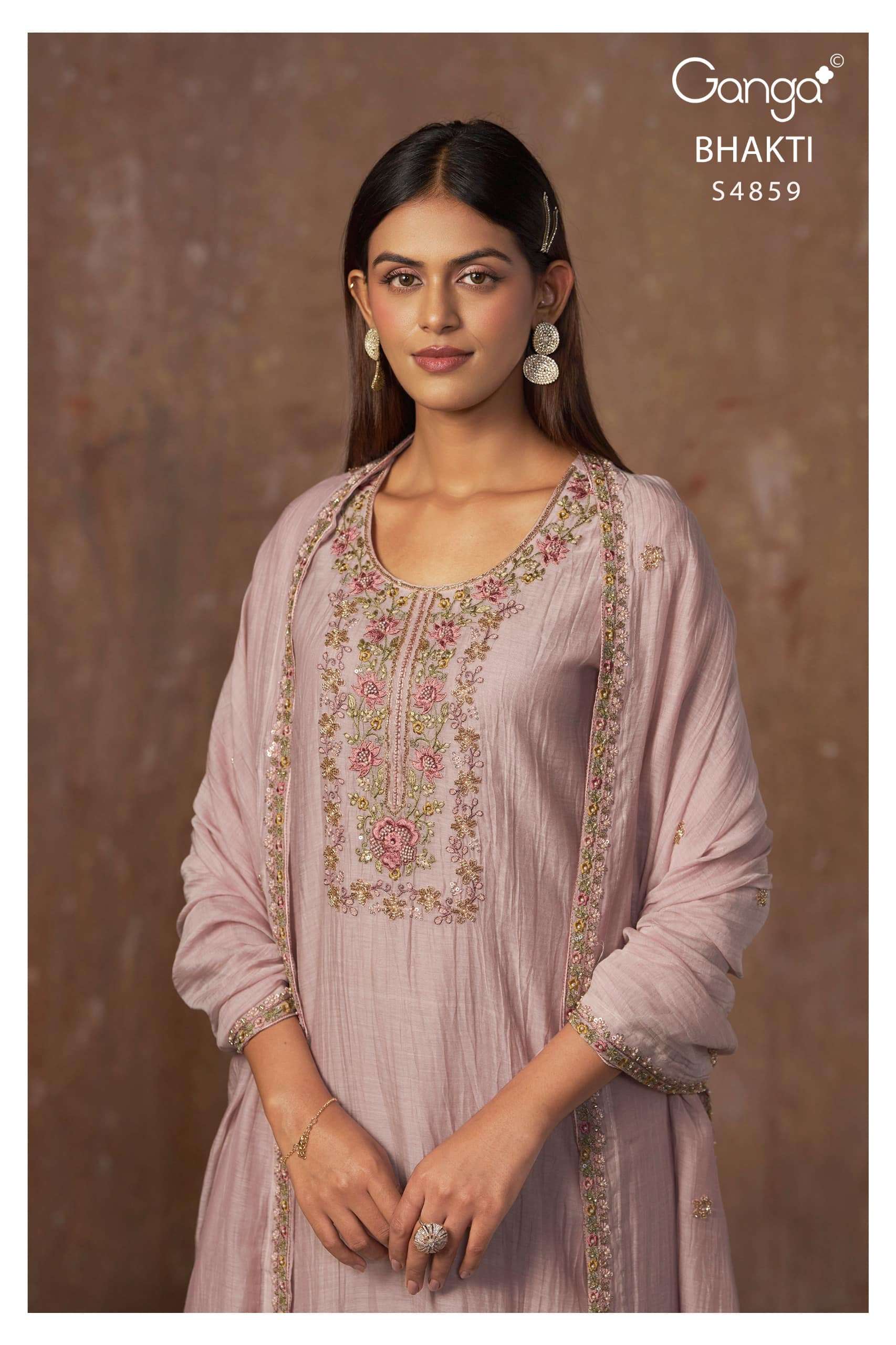 Ganga Fashion Bhakti 4859 Pure Banarasi Mul Designer Dress Material
