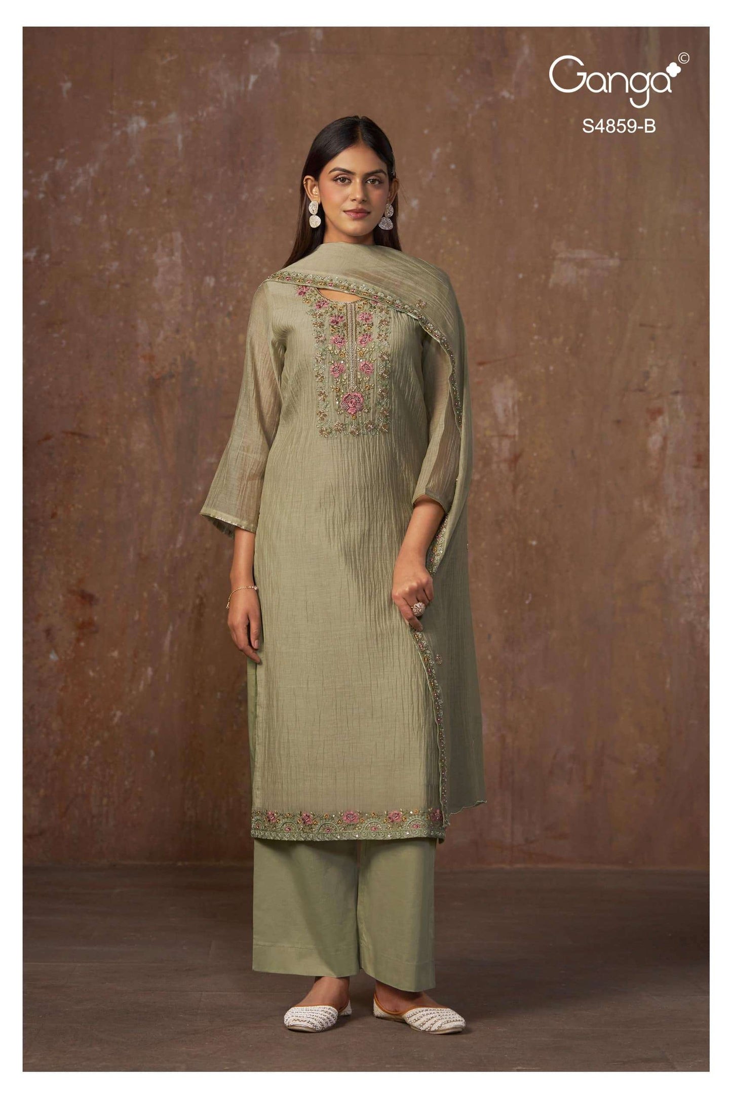 Ganga Fashion Bhakti 4859 Pure Banarasi Mul Designer Dress Material