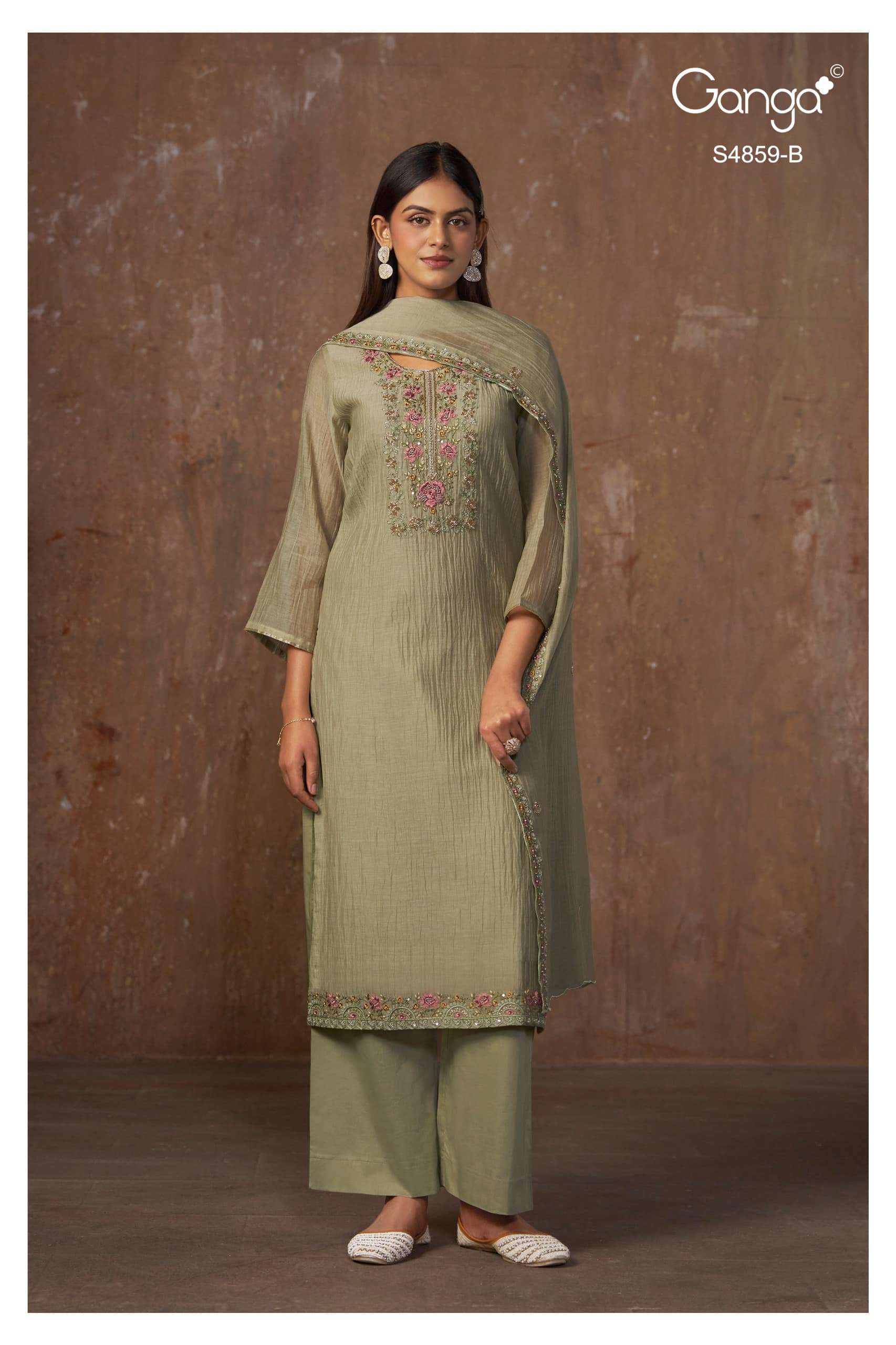 Ganga Fashion Bhakti 4859 Pure Banarasi Mul Designer Dress Material