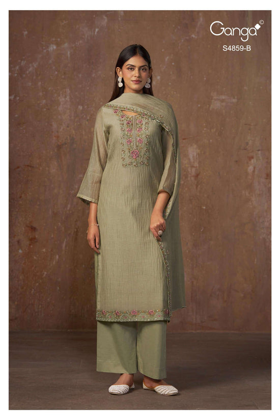 Ganga Fashion Bhakti 4859 Pure Banarasi Mul Designer Dress Material