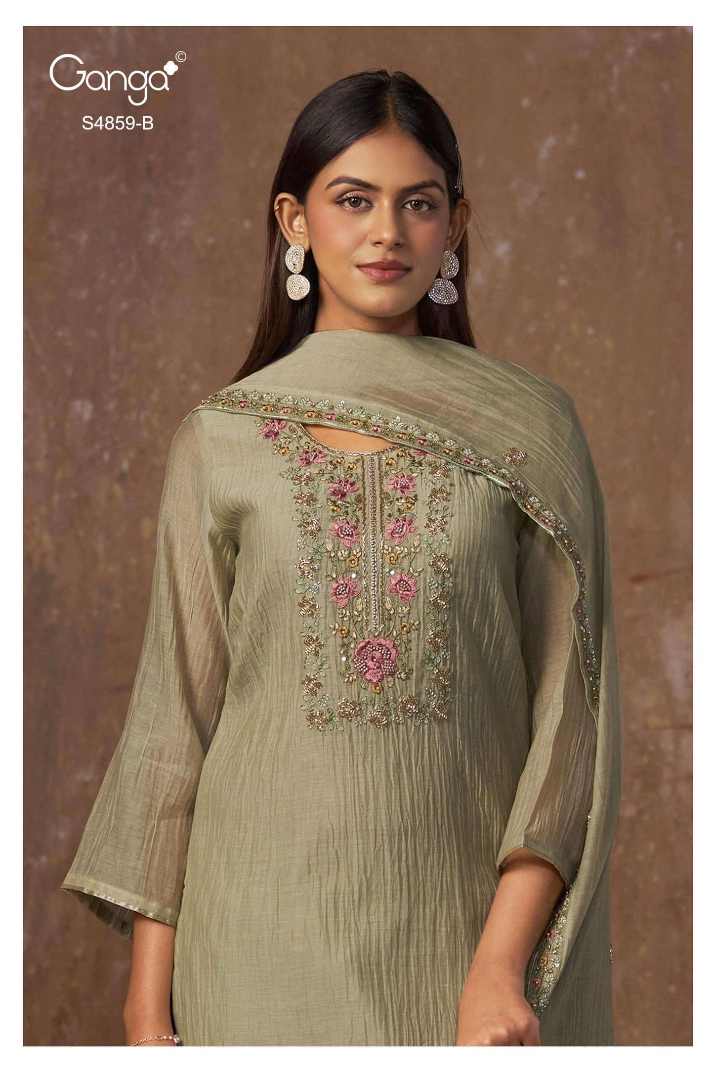 Ganga Fashion Bhakti 4859 Pure Banarasi Mul Designer Dress Material