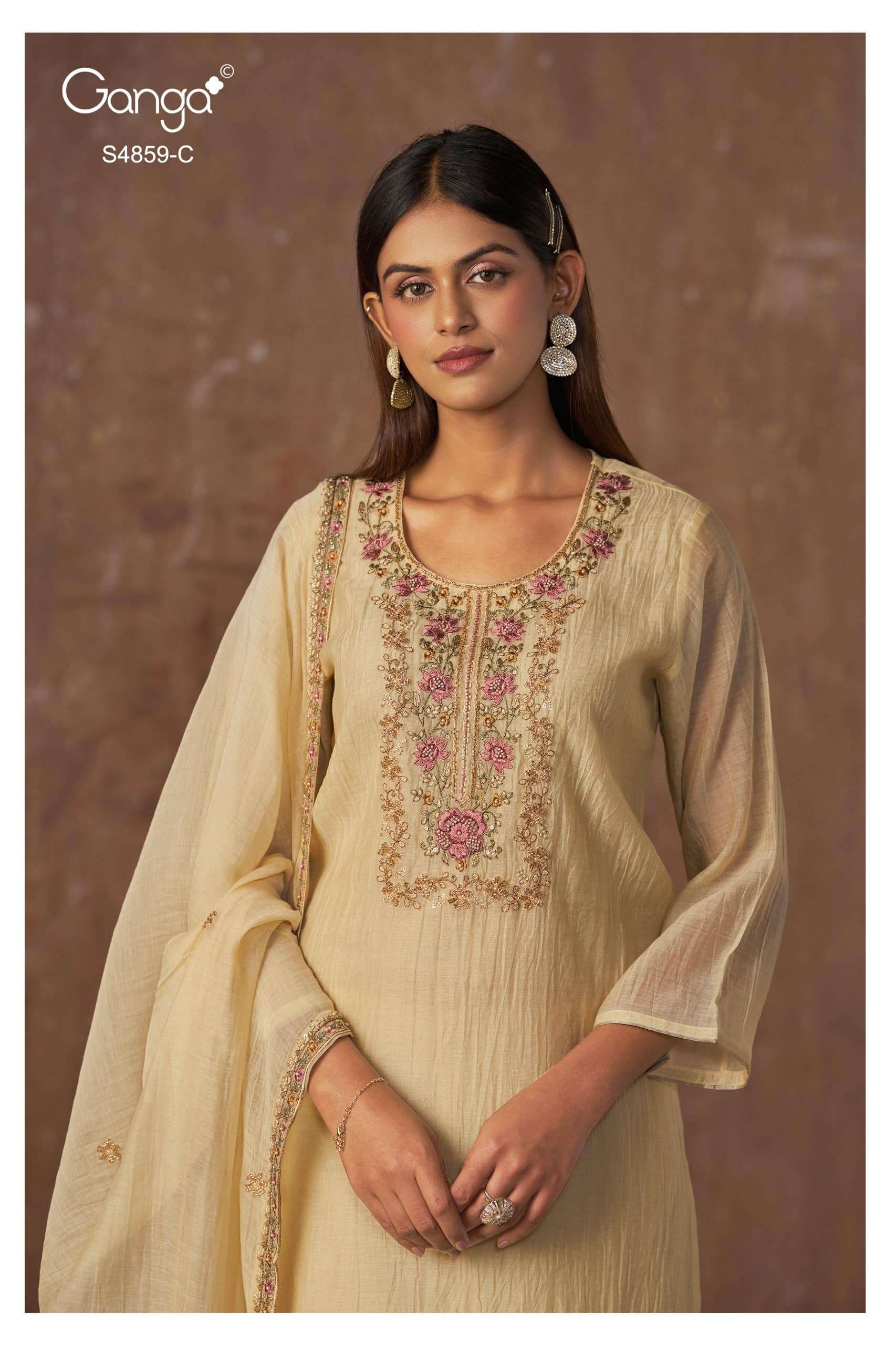 Ganga Fashion Bhakti 4859 Pure Banarasi Mul Designer Dress Material