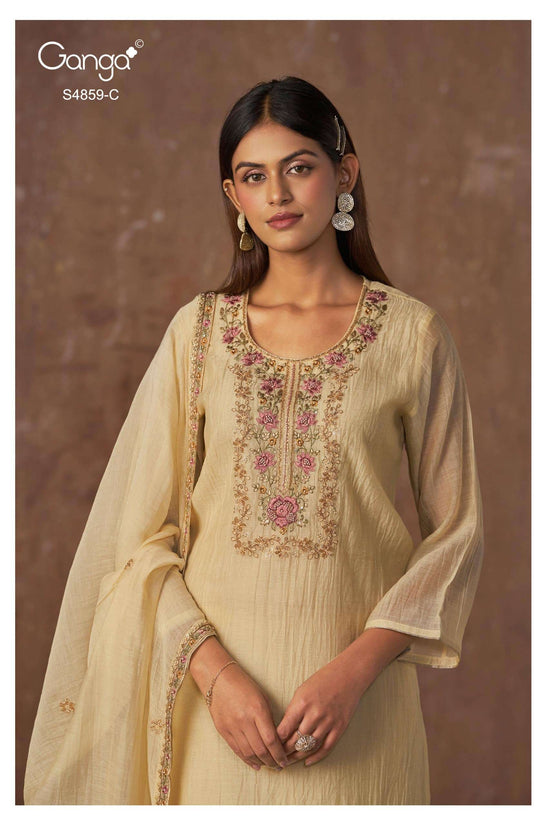 Ganga Fashion Bhakti 4859 Pure Banarasi Mul Designer Dress Material