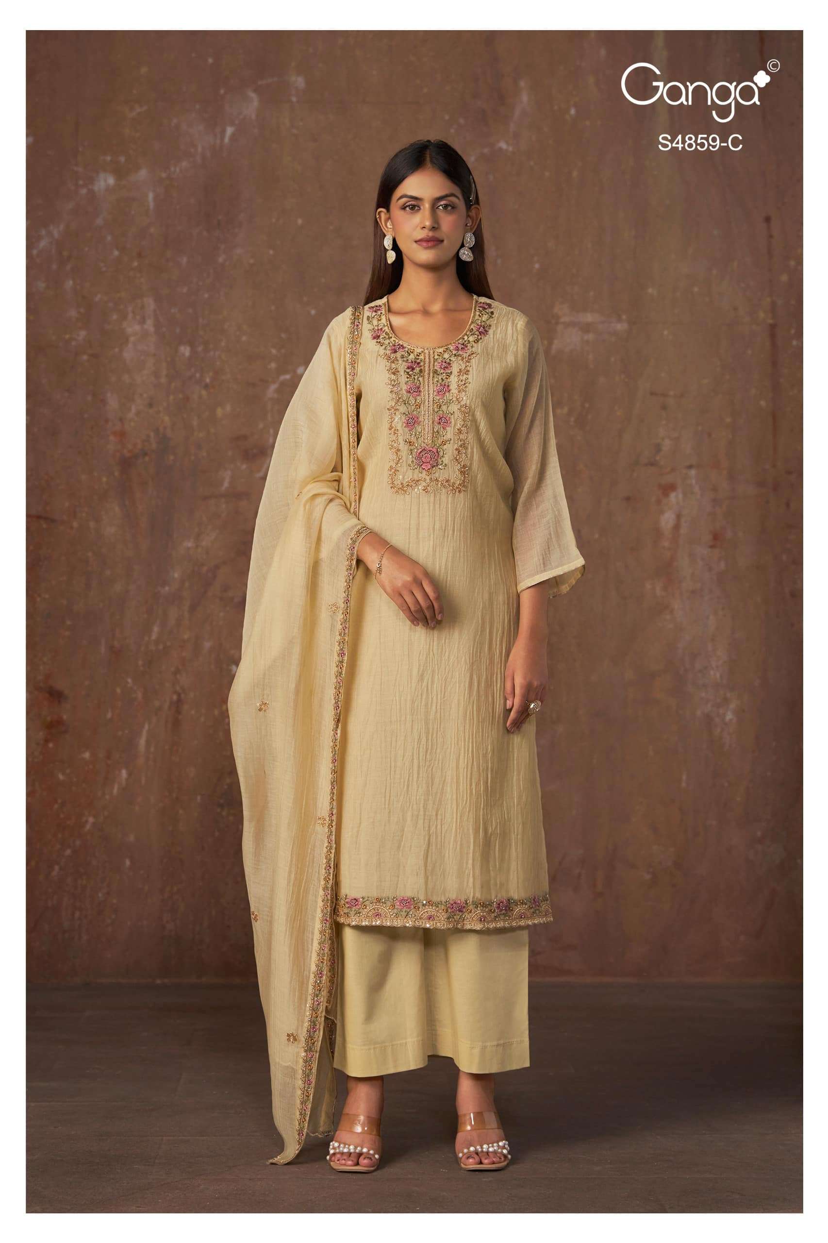 Ganga Fashion Bhakti 4859 Pure Banarasi Mul Designer Dress Material