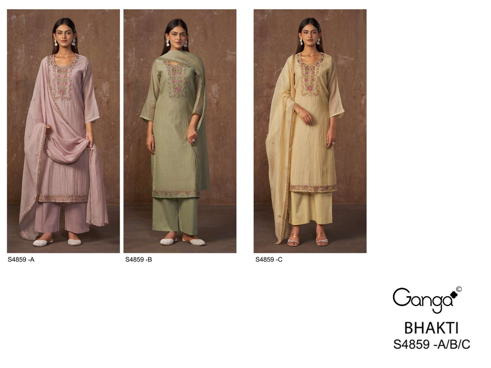 Ganga Fashion Bhakti 4859 Pure Banarasi Mul Designer Dress Material