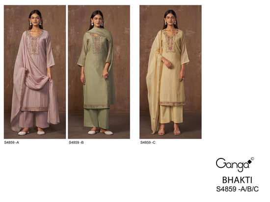 Ganga Fashion Bhakti 4859 Pure Banarasi Mul Designer Dress Material