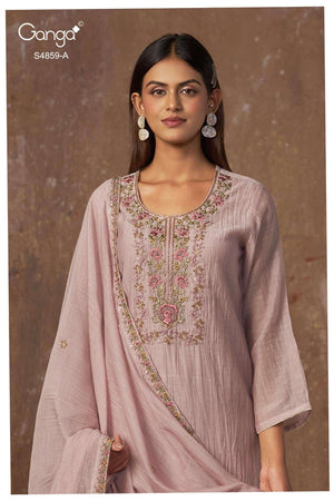 Ganga Fashion Bhakti 4859 Pure Banarasi Mul Designer Dress Material - Amrah Wholesale
