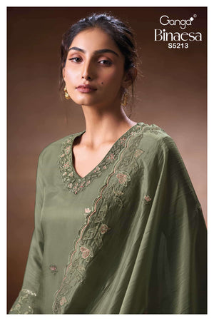 Ganga Fashion Binaesa 5213 Pure Bemberg Silk Unstitched Dress Material