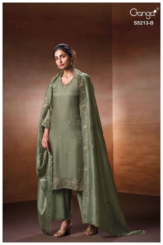 Ganga Fashion Binaesa 5213 Pure Bemberg Silk Unstitched Dress Material