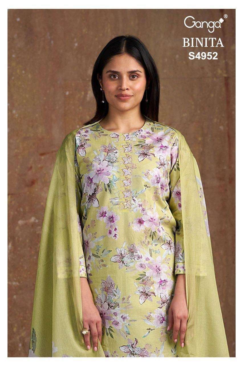 Ganga Fashion Binita 4952 Cotton Embroidered Dress Material - Amrah Wholesale