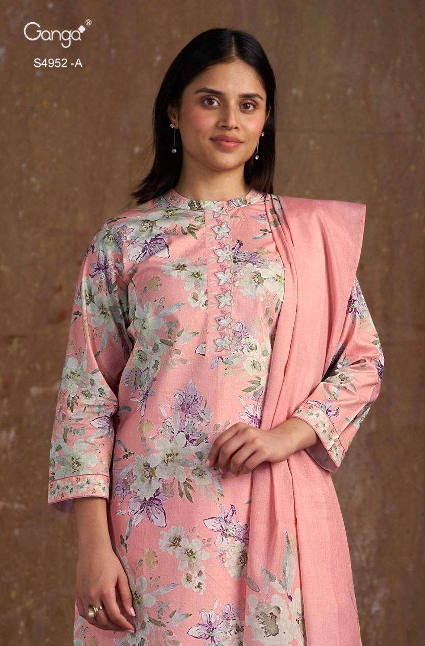Ganga Fashion Binita 4952 Cotton Embroidered Dress Material - Amrah Wholesale