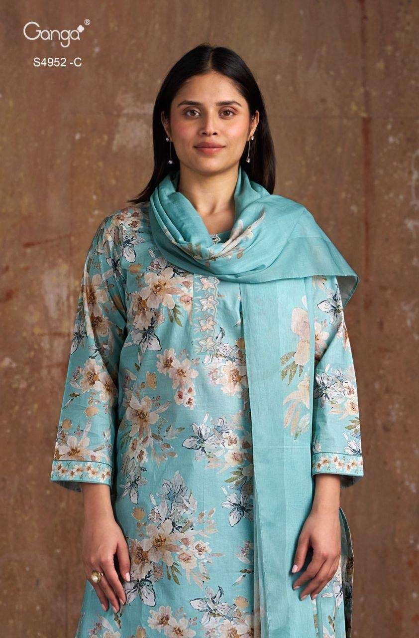 Ganga Fashion Binita 4952 Cotton Embroidered Dress Material - Amrah Wholesale