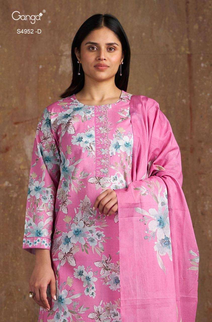 Ganga Fashion Binita 4952 Cotton Embroidered Dress Material - Amrah Wholesale