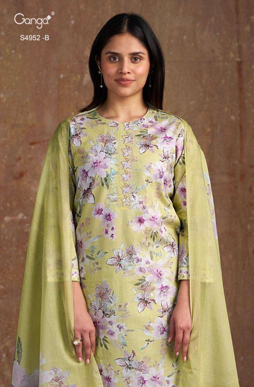 Ganga Fashion Binita 4952 Cotton Embroidered Dress Material - Amrah Wholesale