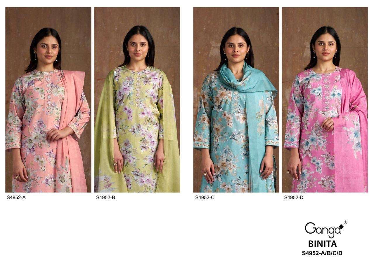 Ganga Fashion Binita 4952 Cotton Embroidered Dress Material - Amrah Wholesale