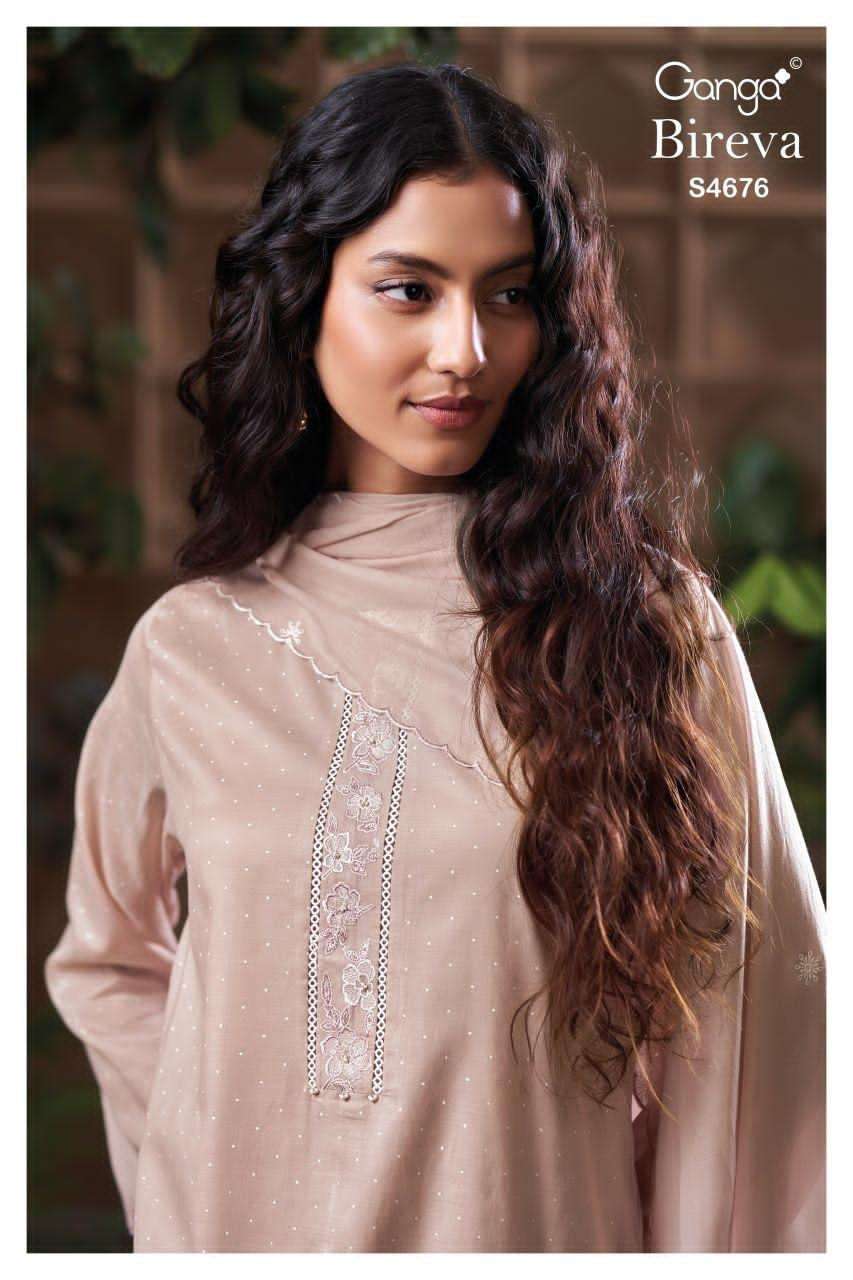Ganga Fashion Bireva 4676 Premium Bemberg Mul Dress Material