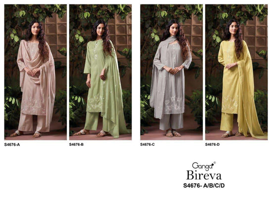 Ganga Fashion Bireva 4676 Premium Bemberg Mul Dress Material - Amrah Wholesale