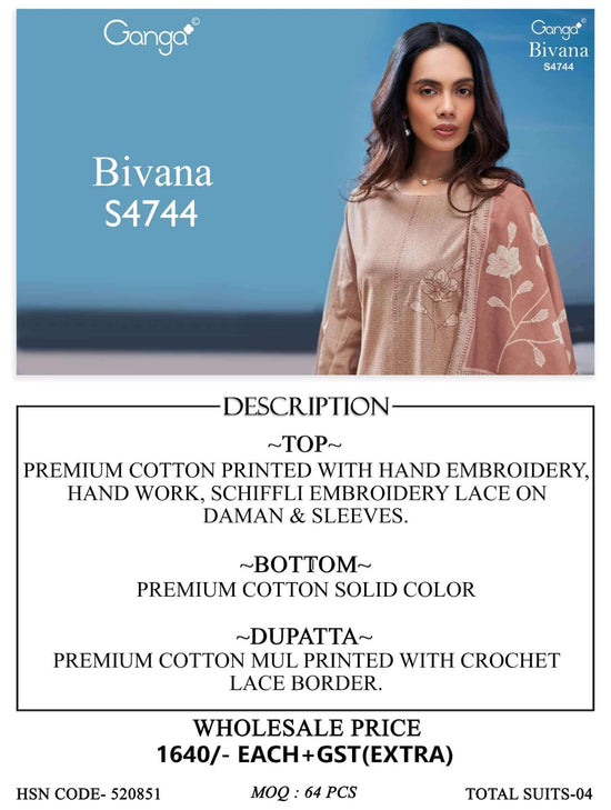Ganga Fashion Bivana 4744 Fancy Cotton Dress Material - Amrah Wholesale
