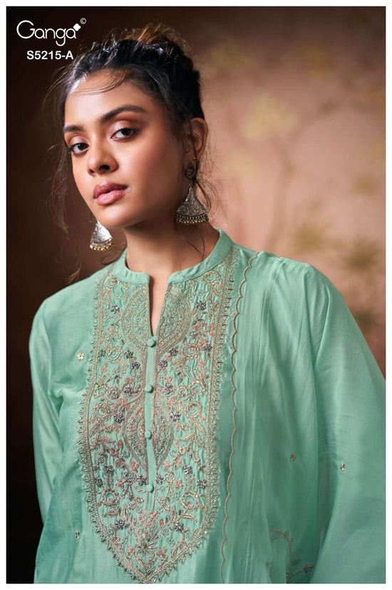 Ganga Fashion Breaeka 5215 Pure Russian Silk Cord Embroidery Suit