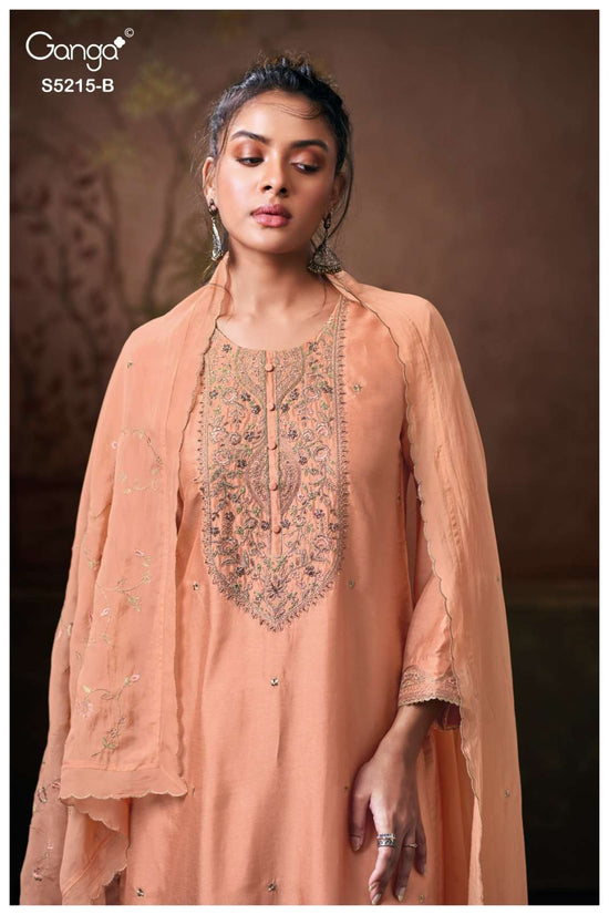 Ganga Fashion Breaeka 5215 Pure Russian Silk Cord Embroidery Suit