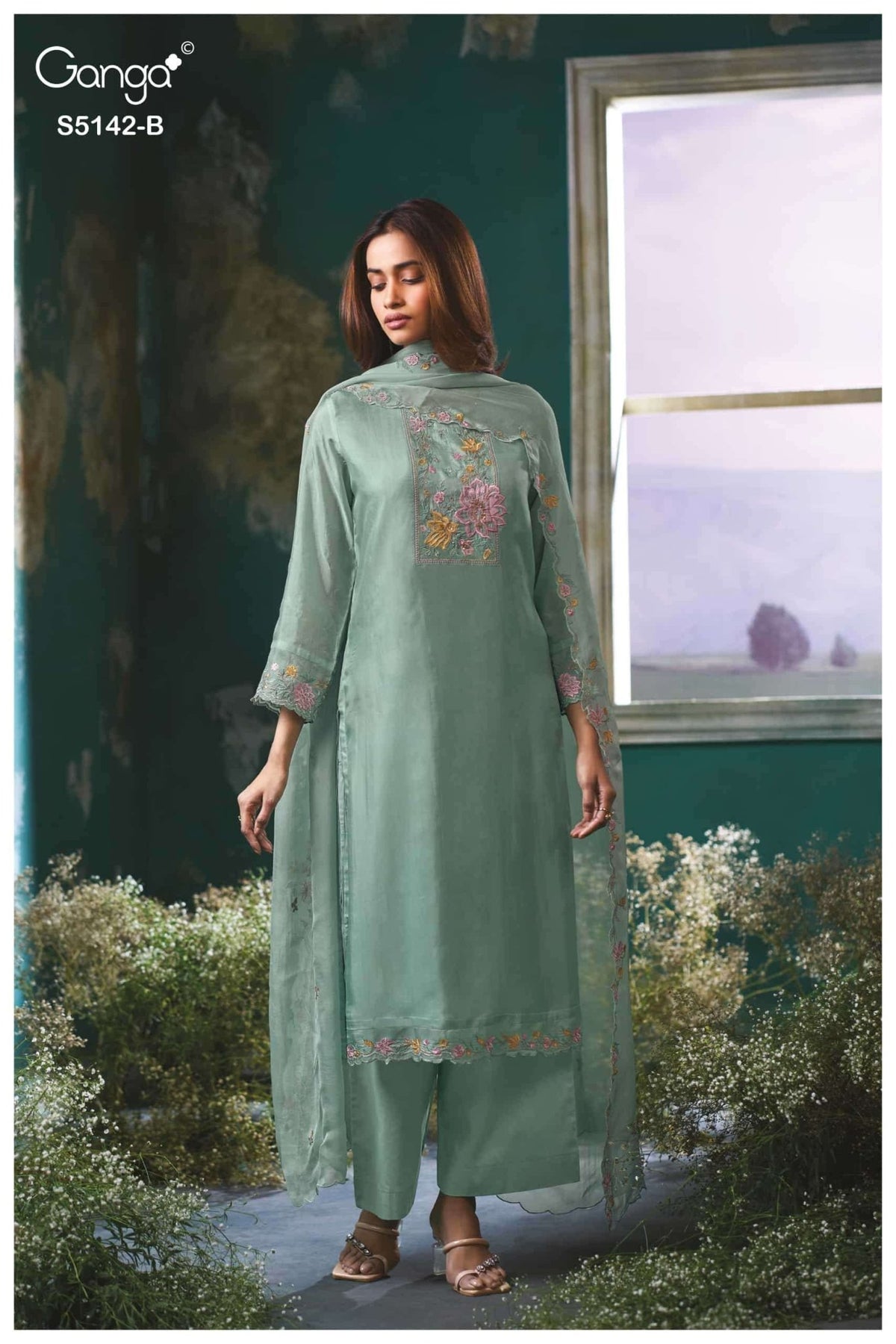 Ganga Fashion Brialyn 5142 Pure Bemberg Silk Dress Material - Amrah Wholesale
