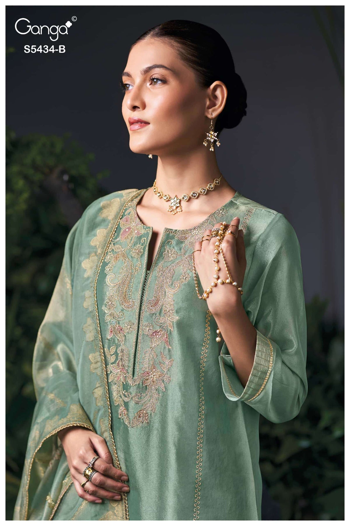 Ganga Fashion Brielith 5434 Pure Bemberg Silk Jacquard Dress Material