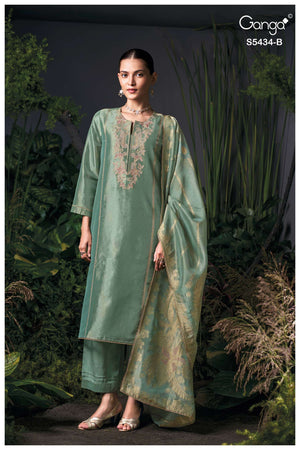 Ganga Fashion Brielith 5434 Pure Bemberg Silk Jacquard Dress Material