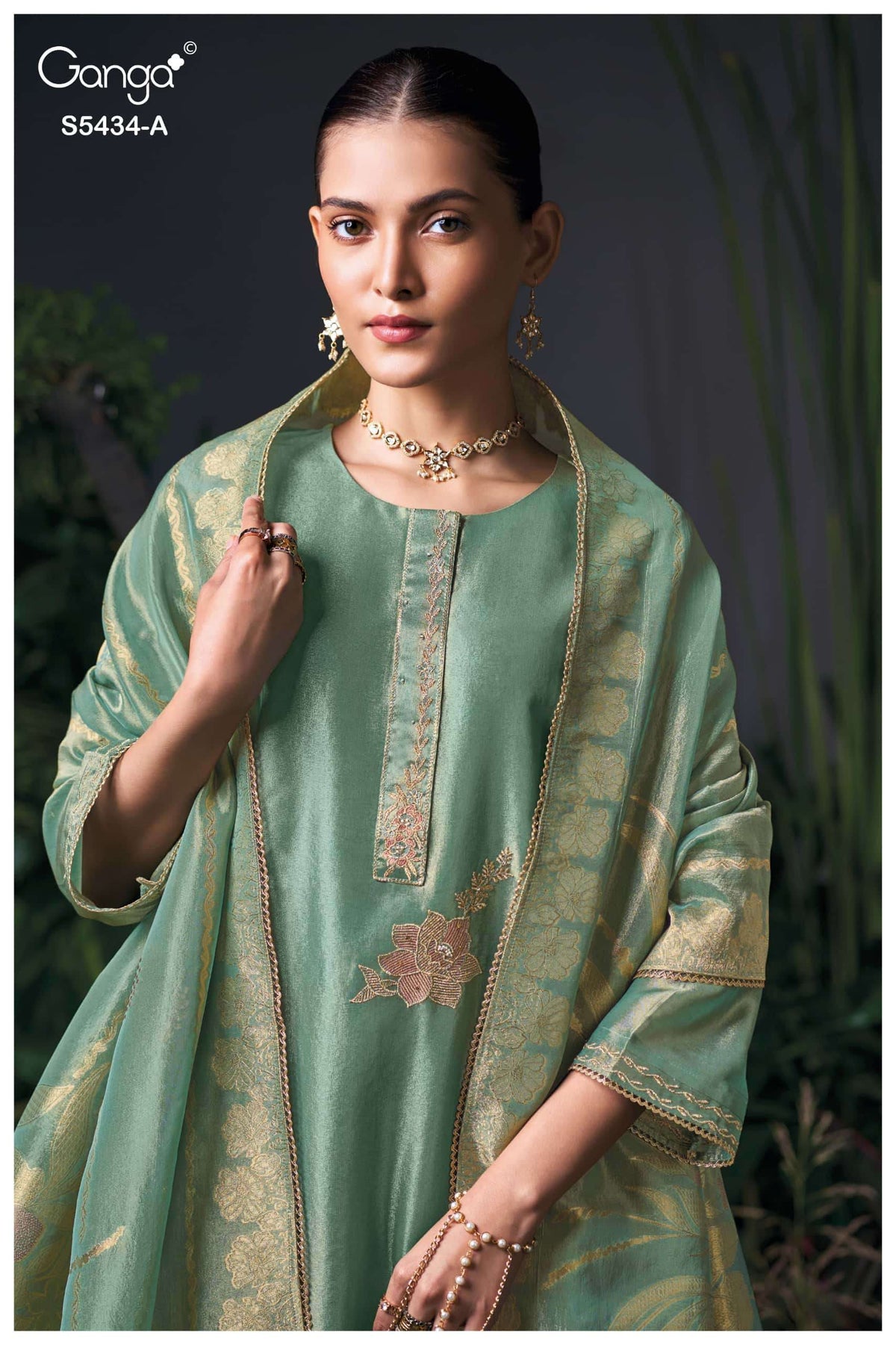 Ganga Fashion Brielith 5434 Pure Bemberg Silk Jacquard Dress Material