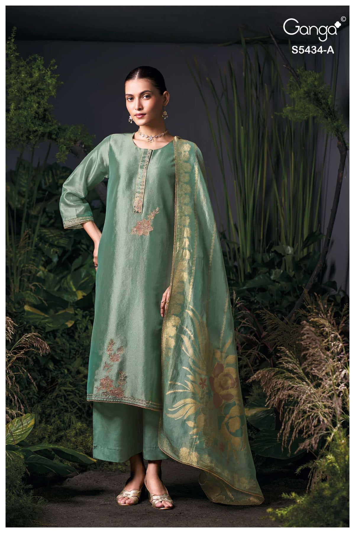 Ganga Fashion Brielith 5434 Pure Bemberg Silk Jacquard Dress Material